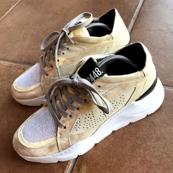 P448 Chunky Leia Silver and Gold Metallic Suede and Mesh Sneakers size 39 - Picture 14 of 14